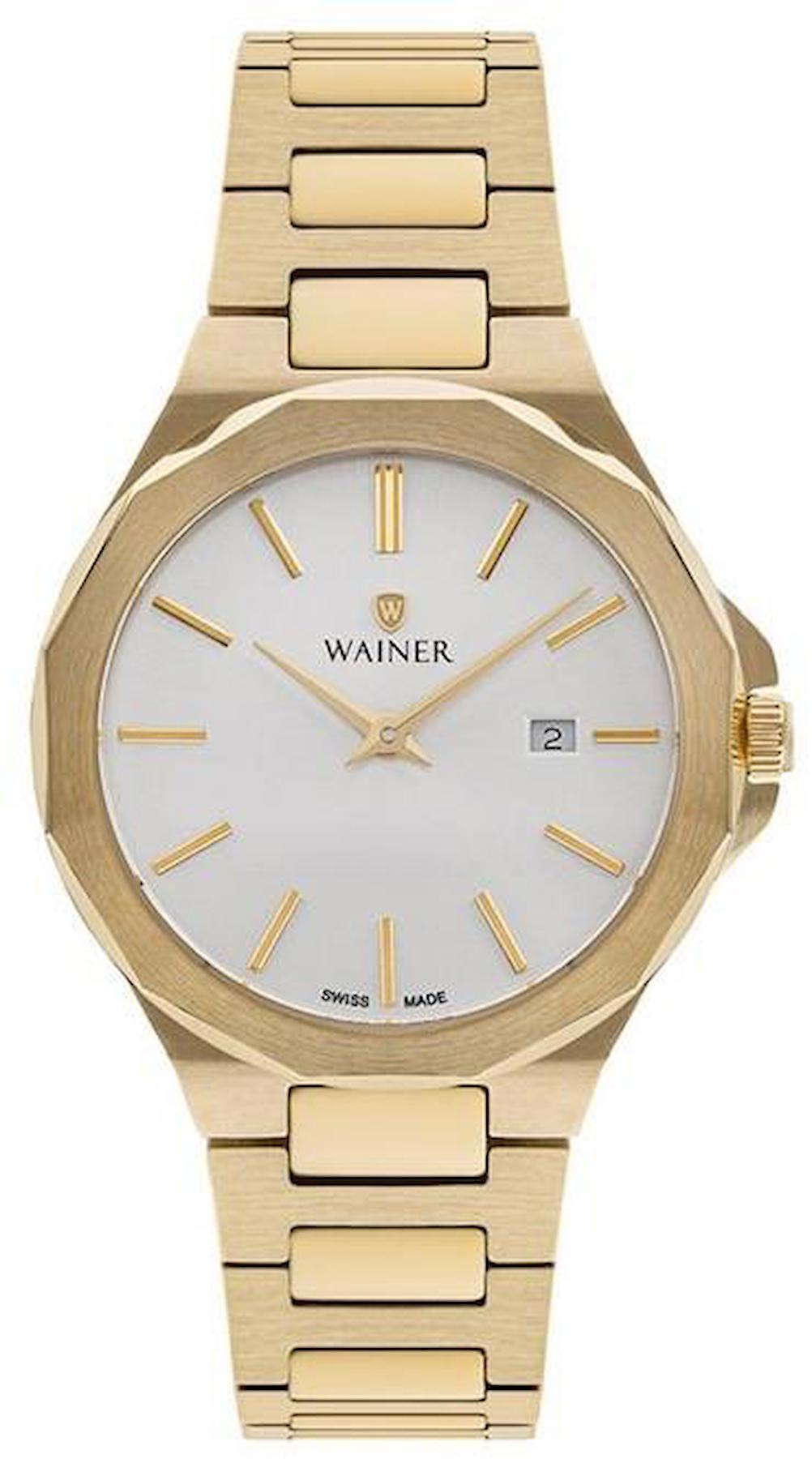 Wainer WA.11144-D Takvimli 41 mm Altın Çelik Kordon Analog Erkek Kol Saati