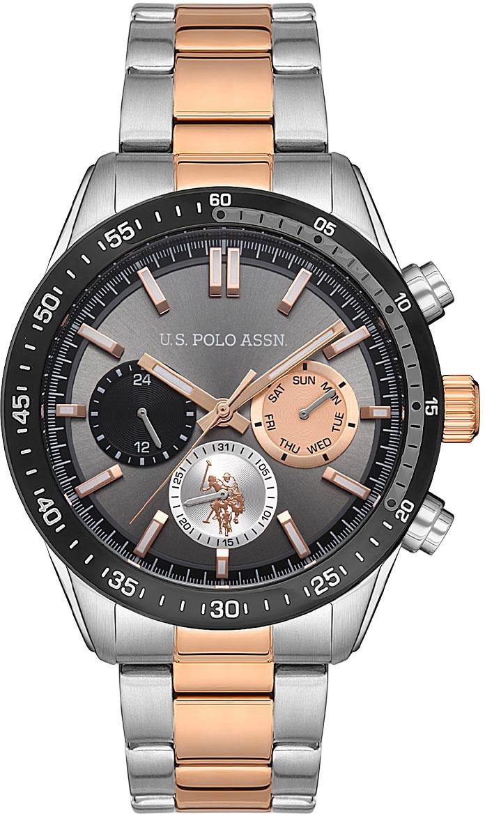 U.S. Polo Assn USPA1044-03 Takvimli 45 mm Gri-Rose Gold Çelik Kordon Analog Erkek Kol Saati