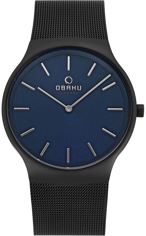 Obaku Denmark V178GXBLMB Takvimli 40 mm Siyah Çelik Kordon Analog Kol Saati