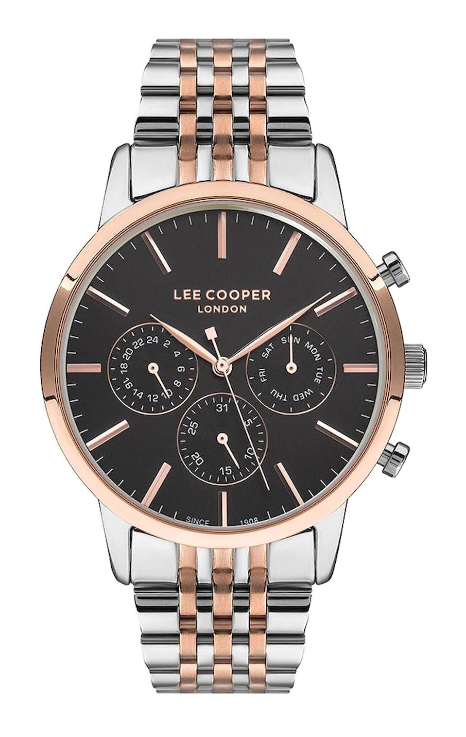 Lee Cooper LC07359.590 Takvimli 44 mm Gri-Rose Gold Çelik Kordon Analog Erkek Kol Saati