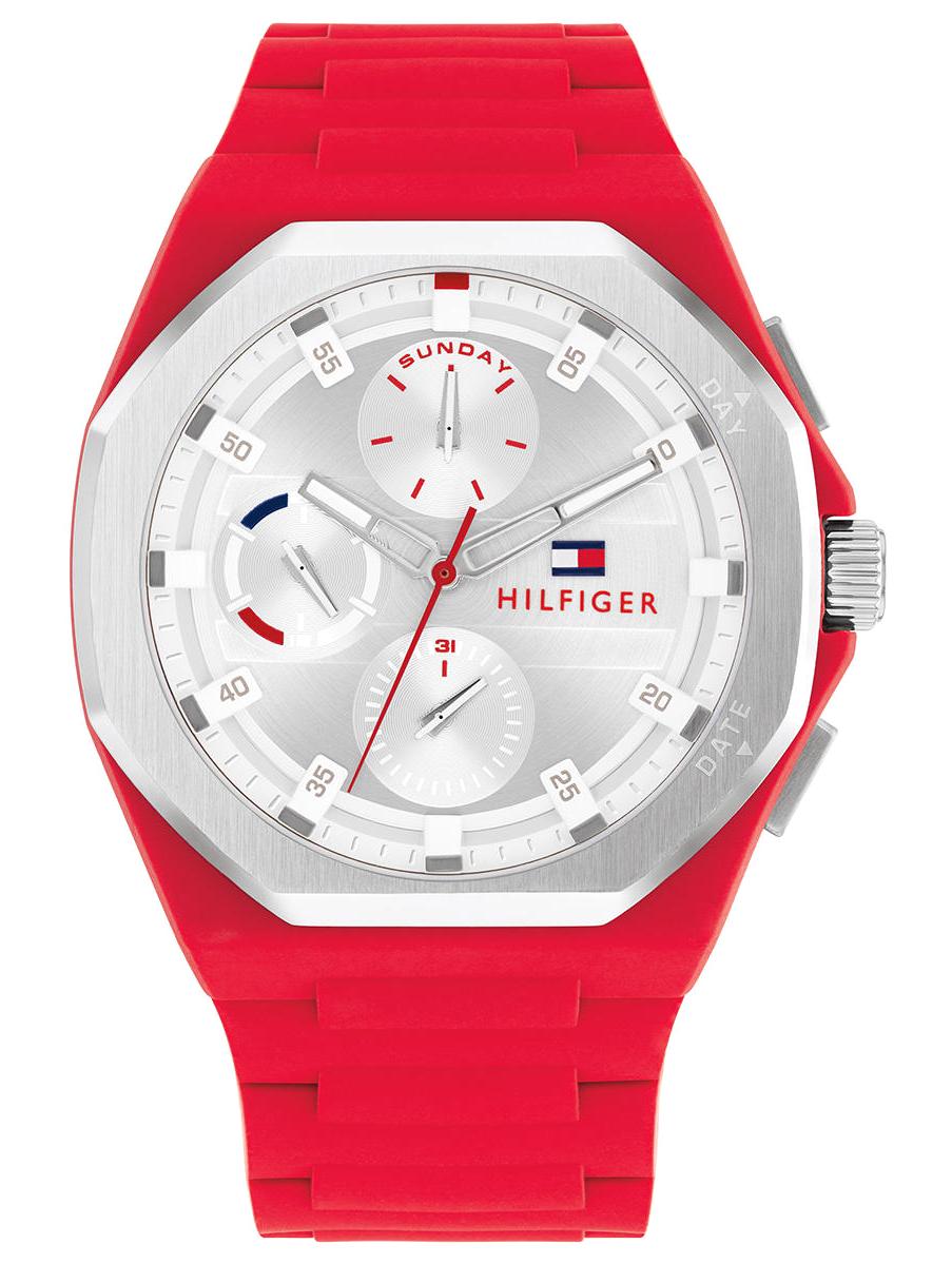 Tommy Hilfiger TH1792123 Takvimli 44 mm Kırmızı Silikon Kordon Analog Erkek Kol Saati