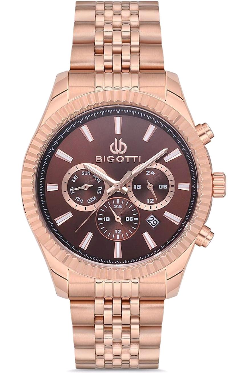 Bigotti BG.1.10141.4 Takvimli 43 mm Rose Gold Çelik Kordon Analog Erkek Kol Saati