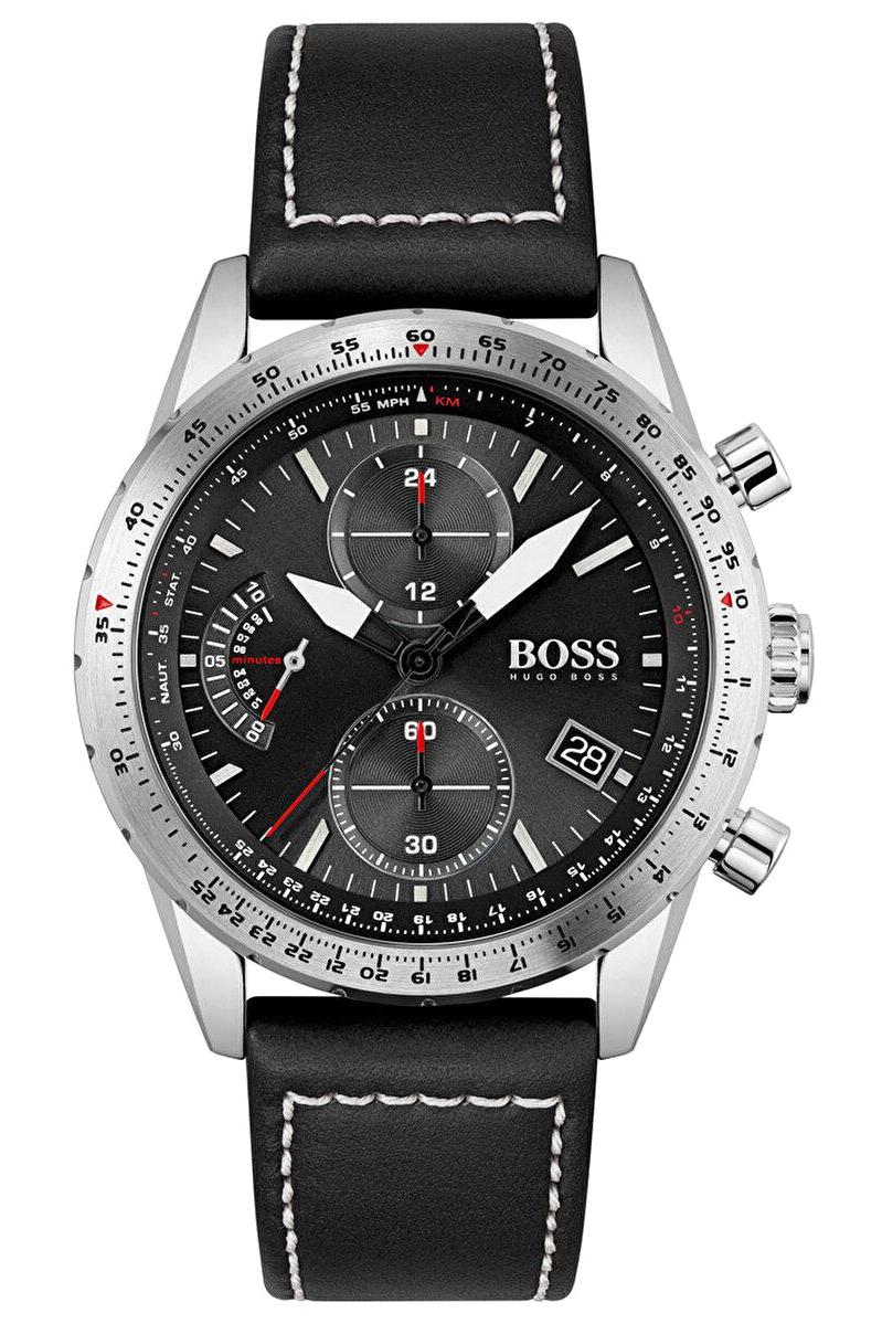 Hugo Boss HB1513853 42 mm Siyah Deri Kordon Analog Erkek Kol Saati