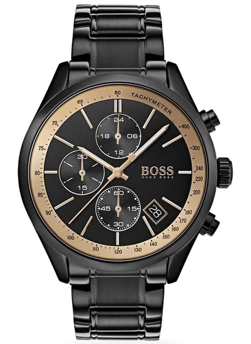 Hugo Boss HB1513578 Pusulalı Takvimli Siyah Çelik Kordon Analog Erkek Kol Saati