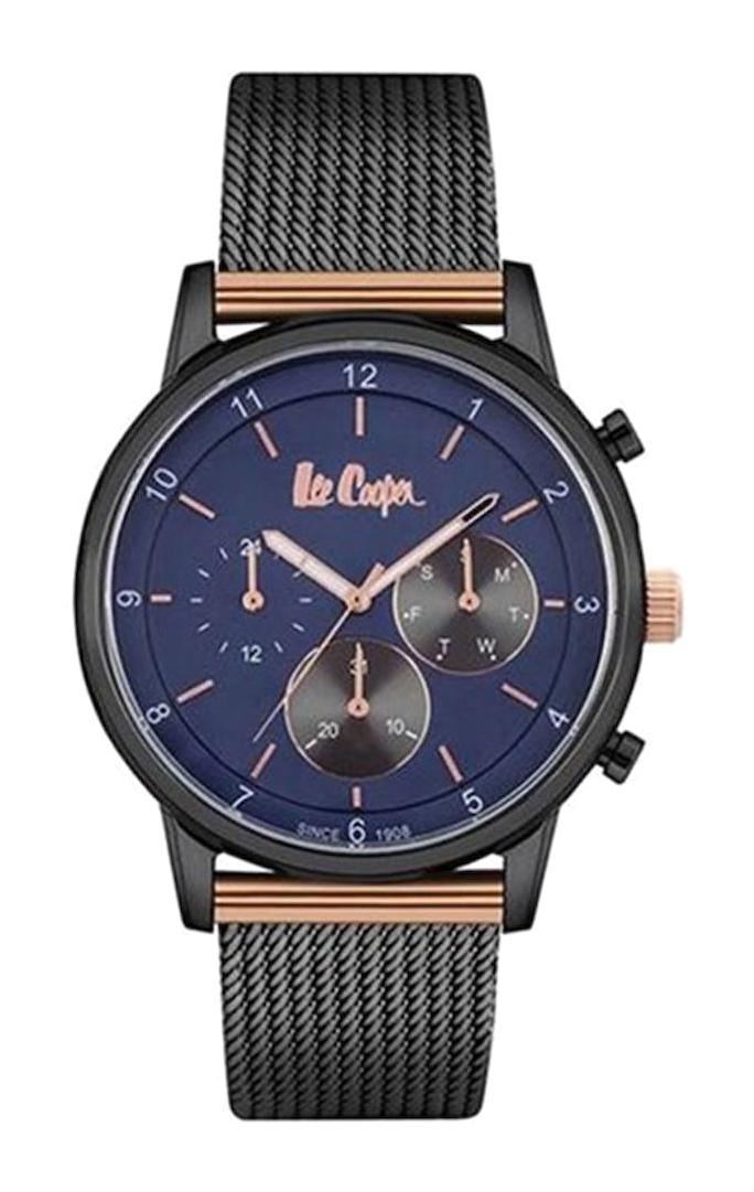 Lee Cooper LC06884.090 Takvimli Siyah Çelik Kordon Analog Erkek Kol Saati