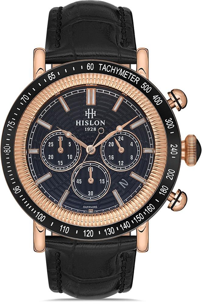 Hislon MS111T-04BR Pusulalı Takvimli 44 mm Siyah Çelik Kordon Analog Erkek Kol Saati