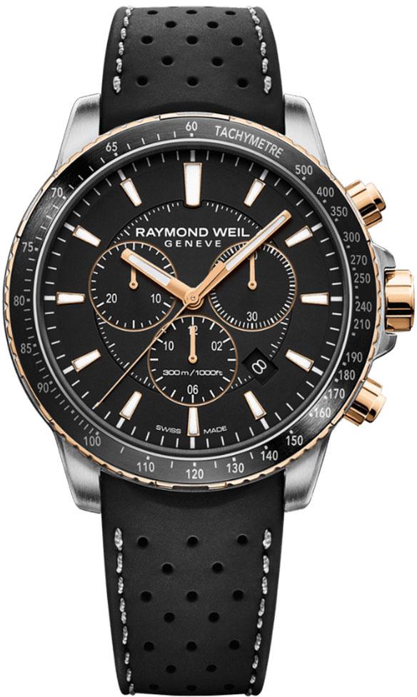 Raymond Weil 8570-R-5120001 Takvimli 43 mm Siyah Silikon Kordon Analog Kol Saati