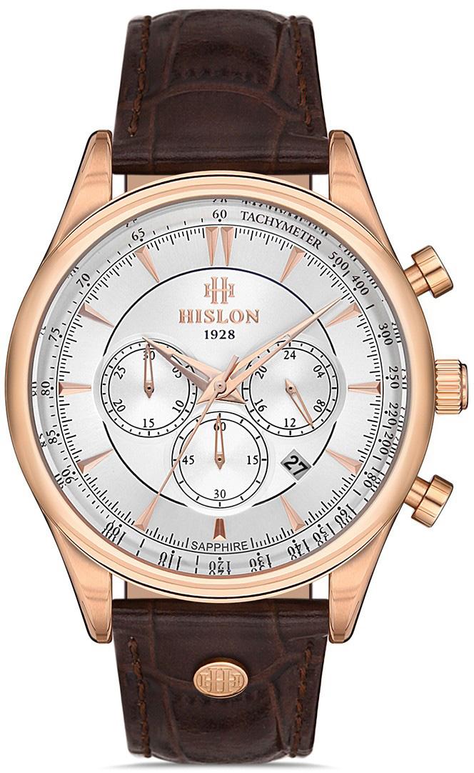 Hislon MS101R-02KR Pusulalı Takvimli 44 mm Kahverengi Deri Kordon Analog Erkek Kol Saati