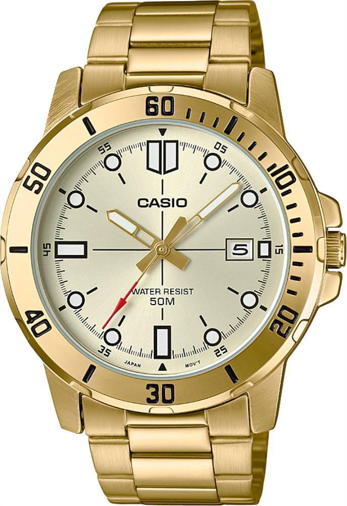 Casio MTP-VD01G-9EVUDF Takvimli Altın Çelik Kordon Analog Kol Saati