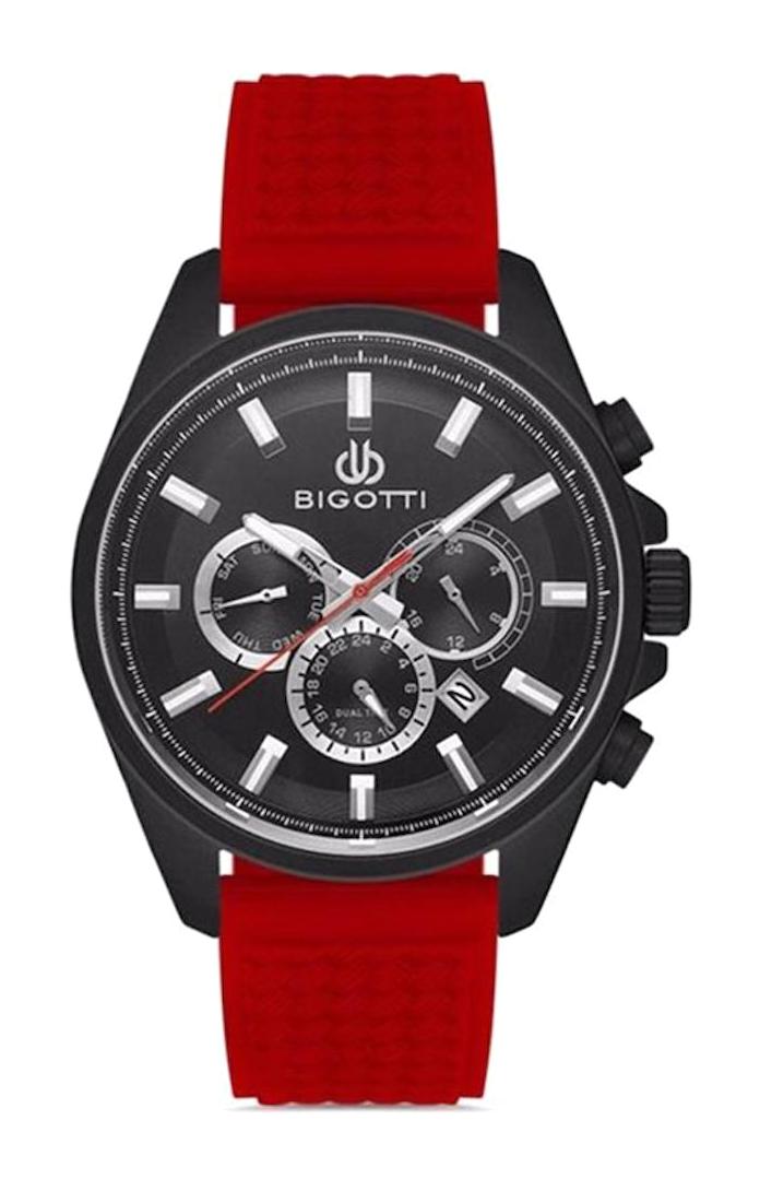 Bigotti BG.1.10289.5 Takvimli 42 mm Kırmızı Silikon Kordon Analog Erkek Kol Saati