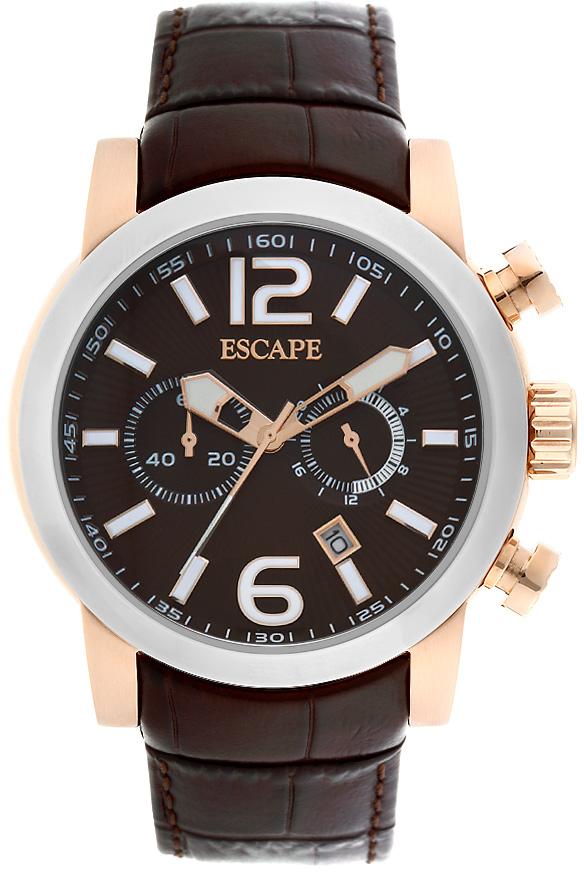 Escape EC1111-104 Takvimli 46 mm Kahverengi Deri Kordon Analog Kol Saati