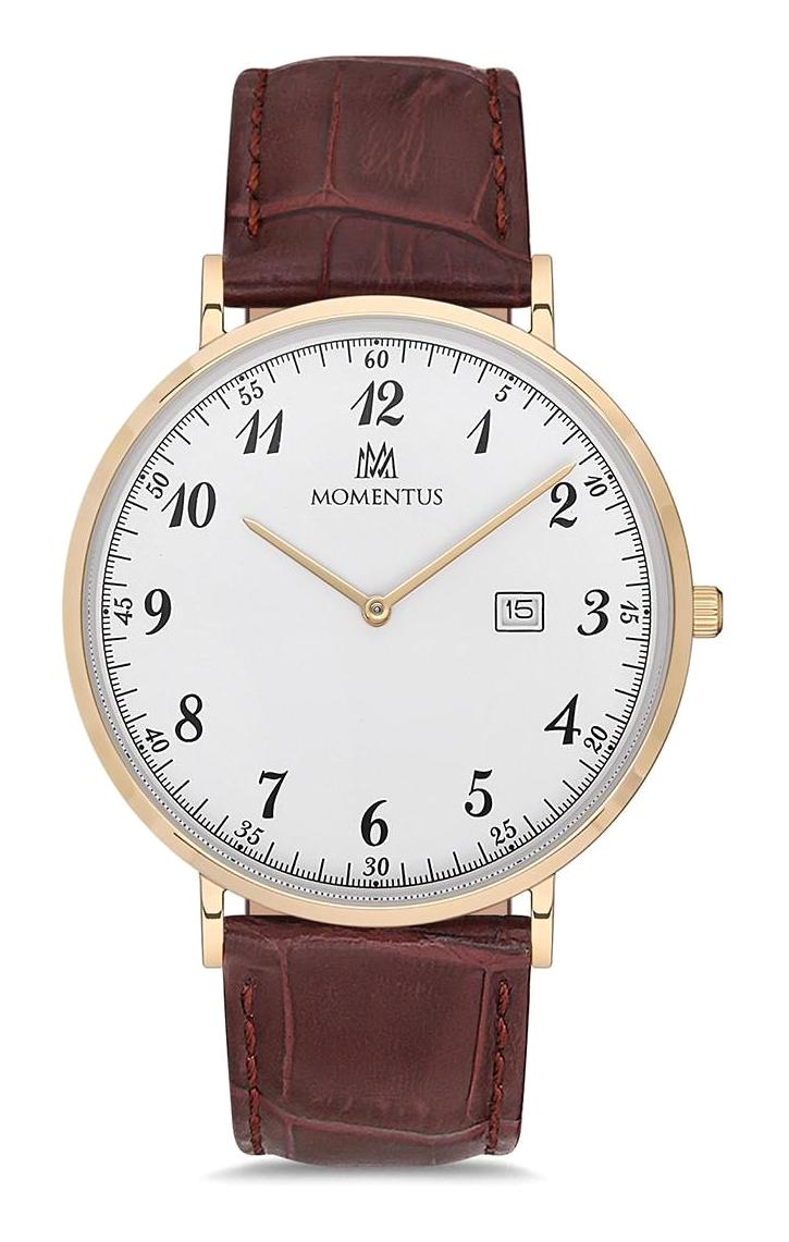 Momentus CM135G-01KG Takvimli 41 mm Kahverengi Deri Kordon Analog Erkek Kol Saati