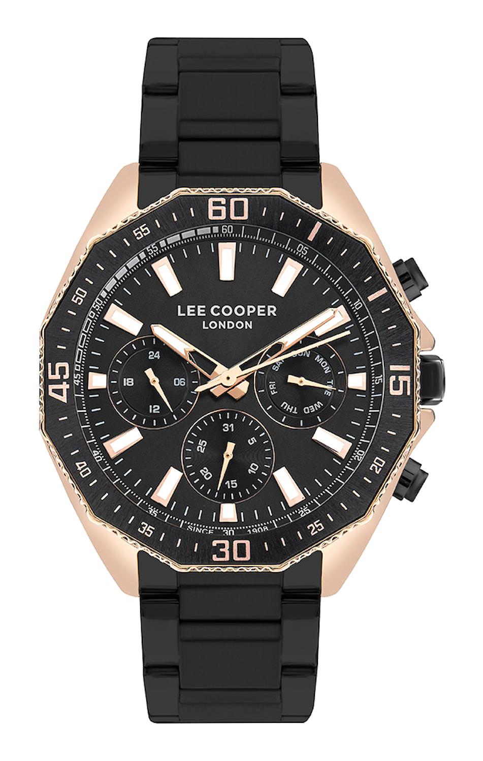 Lee Cooper LC07847.450-NM Takvimli Siyah Çelik Kordon Analog Kol Saati