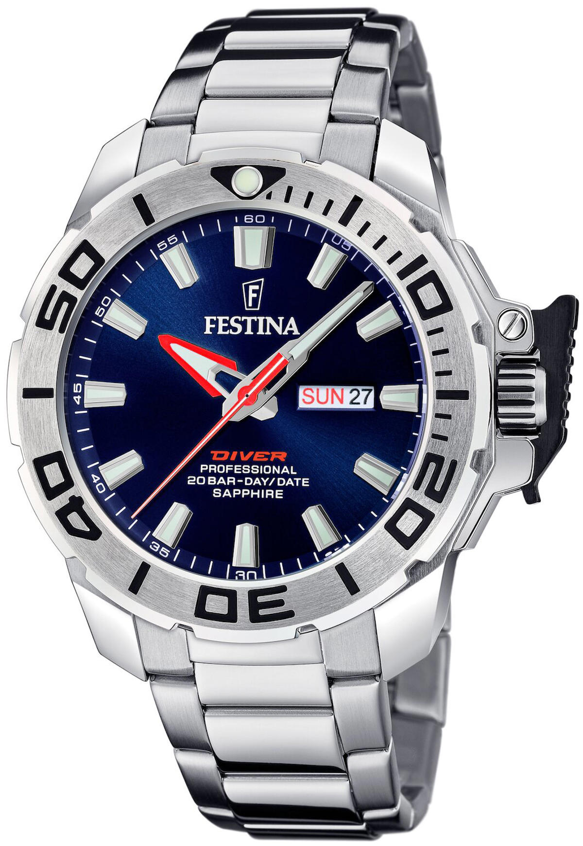 Festina F20665-1 Takvimli 43 mm Çelik Kordon Analog Kol Saati