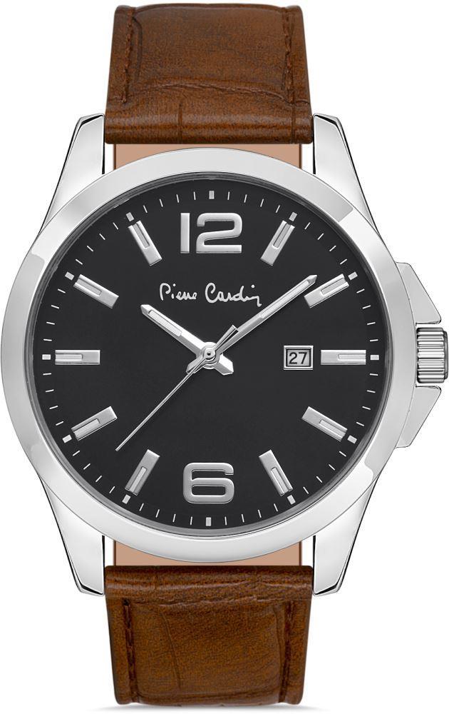 Pierre Cardin 800411F11 Takvimli Kahverengi Deri Kordon Analog Erkek Kol Saati