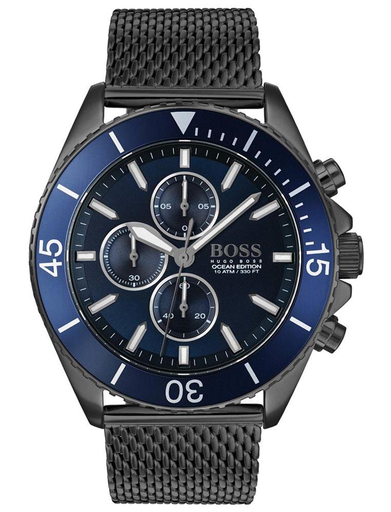 Hugo Boss HB1513702 Pusulalı Takvimli Siyah Metal Kordon Analog Erkek Kol Saati