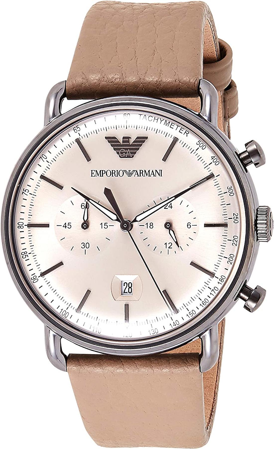 Emporio Armani AR11107 Takvimli 42 mm Kahverengi Deri Kordon Analog Kol Saati