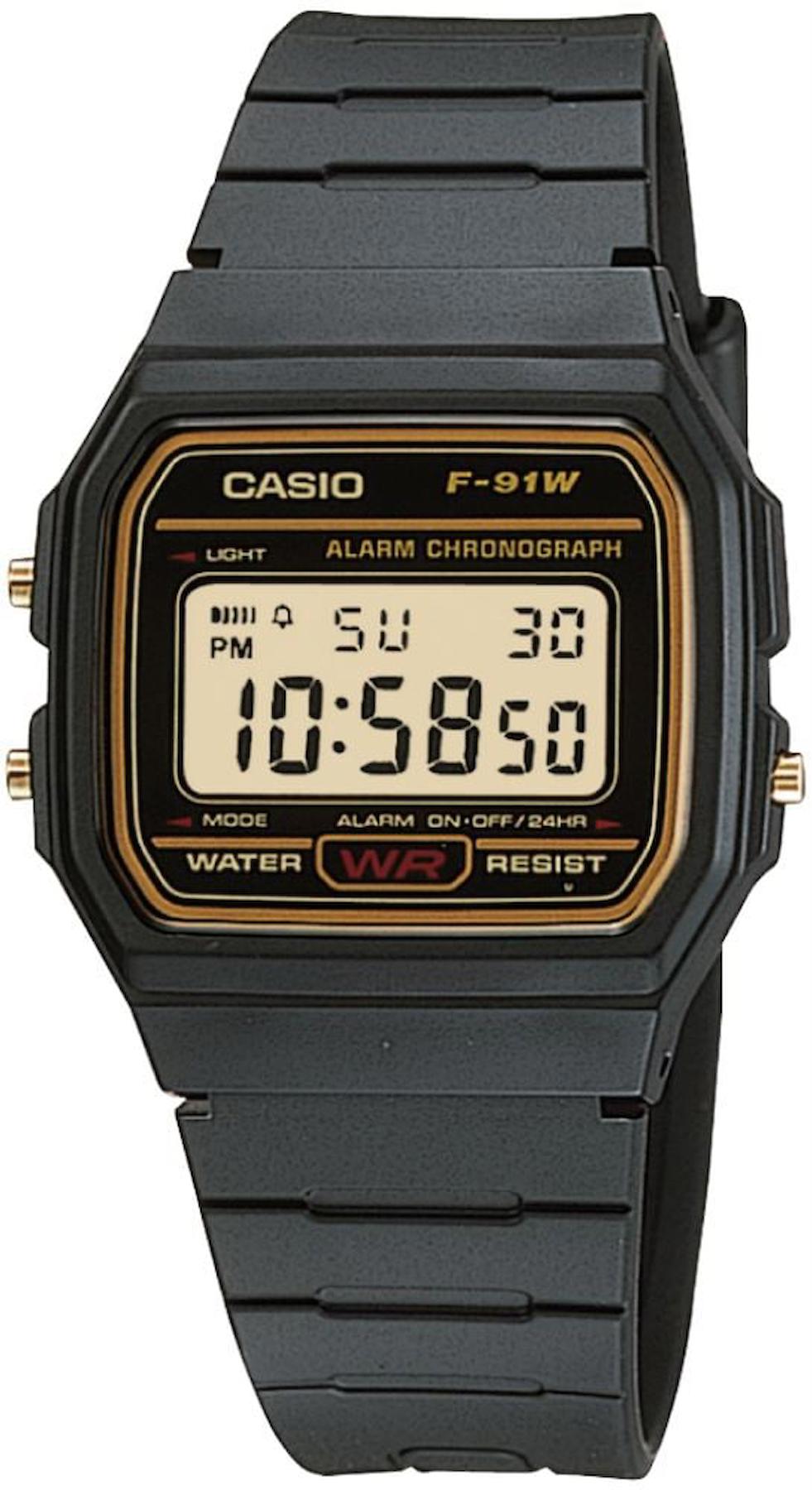 Casio F-91WG-9QDF Takvimli 35.2 mm Siyah Silikon Kordon Dijital Kol Saati