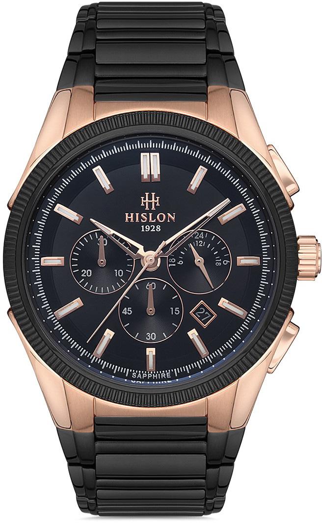 Hislon MS109T-04SR Pusulalı Takvimli 44 mm Siyah Çelik Kordon Analog Erkek Kol Saati