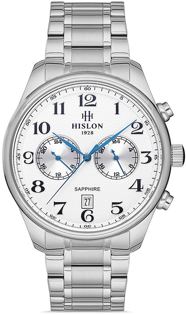 Hislon DT113S-01SS Pusulalı Takvimli 44 mm Çelik Kordon Analog Erkek Kol Saati