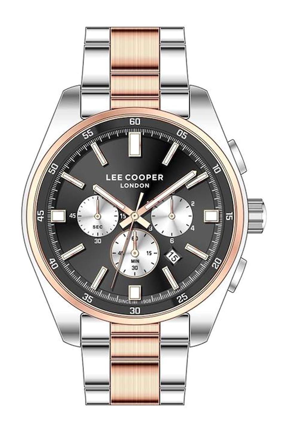 Lee Cooper LC07513.550 Takvimli 45 mm Altın-Çelik Kordon Analog Erkek Kol Saati