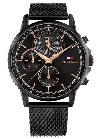 Tommy Hilfiger TH1710610 Takvimli 44 mm Siyah Çelik Kordon Analog Erkek Kol Saati