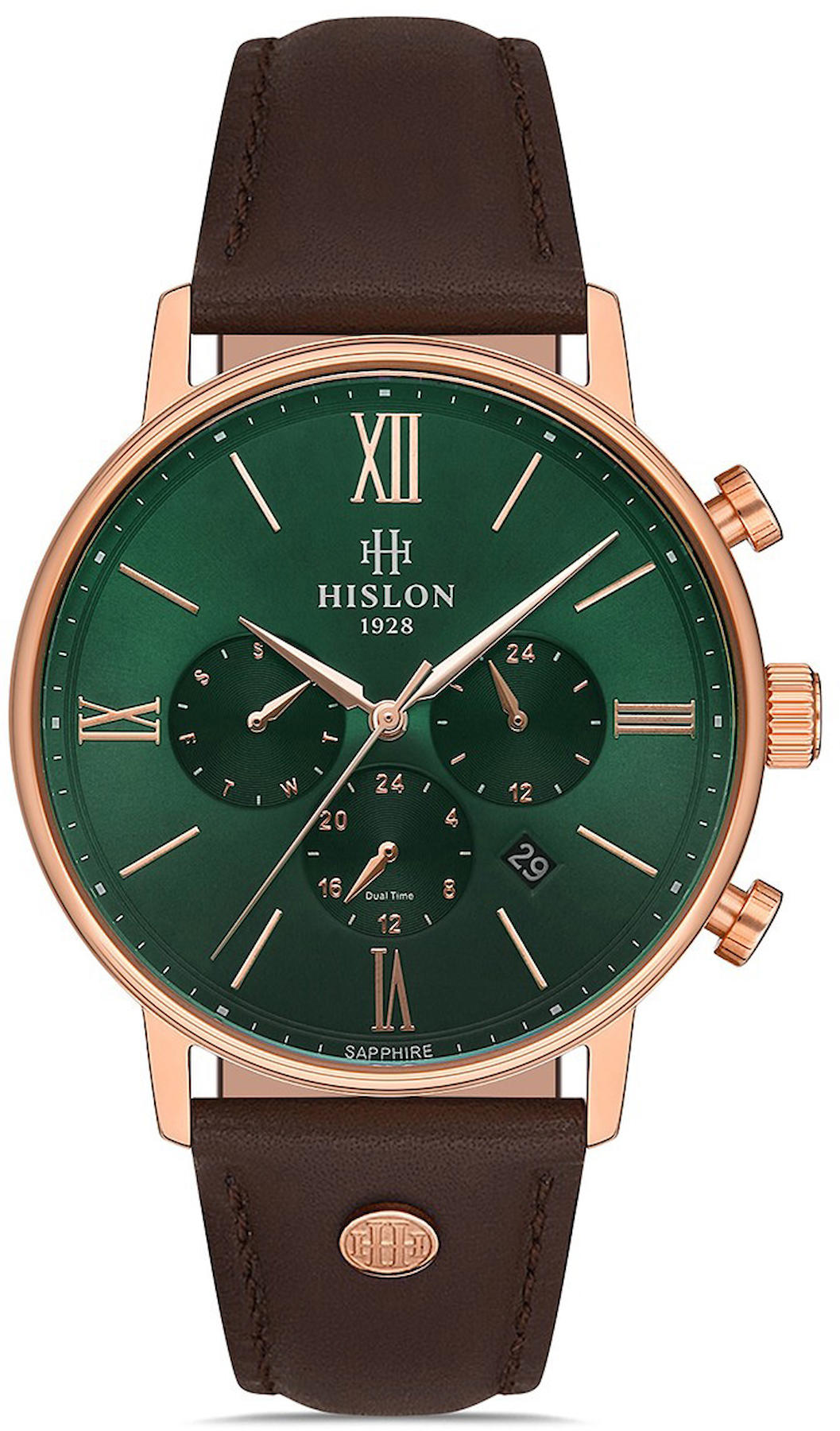 Hislon HİSLON DT116R-15KR Pusulalı Takvimli 42 mm Kahverengi Deri Kordon Analog Kol Saati