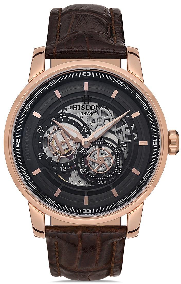 Hislon SD103R-16KR 44 mm Kahverengi Çelik Kordon Analog Erkek Kol Saati