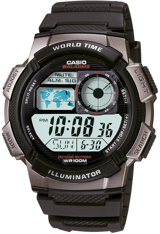 Casio AE-1000W-1BVDF Takvimli 43.7 mm Siyah Silikon Kordon Dijital Kol Saati