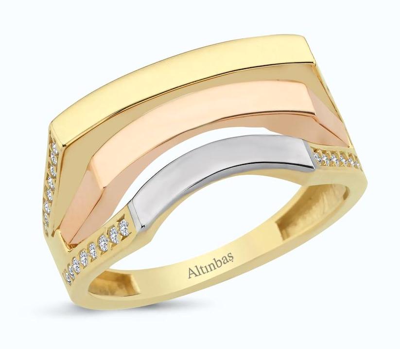 Altınbaş Taşlı 14 Ayar Rose Gold Altın Yüzük