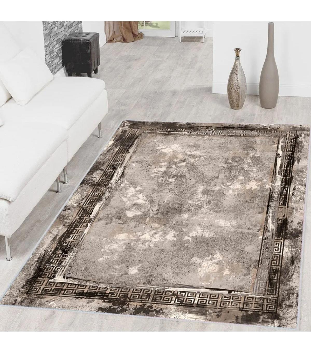 Rovigo Home RVG0334 Çok Renkli 8 mm Polyester Antibakteriyel-Leke Tutmaz-Toz Tutmaz Yıkanabilir İnce Kaymaz Dot Taban Dikdörtgen Makine Dokuma Salon Halısı 120x180 cm