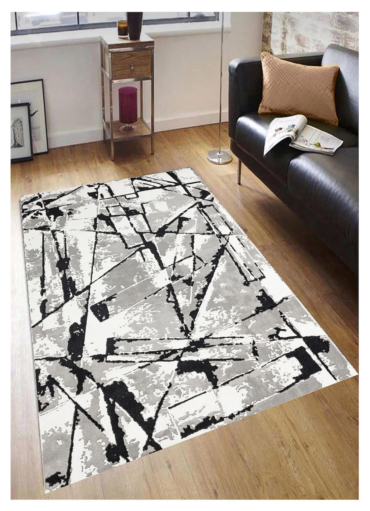 Sty Home Çok Renkli 0.8 mm Antialerjenik Yıkanabilir Orta Kaymaz Lateks Taban Dikdörtgen Makine Dokuma Salon Halısı 120x180 cm