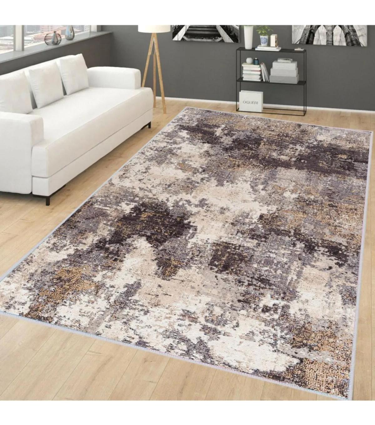 Rovigo Home RVG1748 Çok Renkli 8 mm Polyester Leke Tutmaz-Toz Tutmaz Yıkanabilir İnce Kaymaz Dot Taban Dikdörtgen Makine Dokuma Salon Halısı 80x300 cm