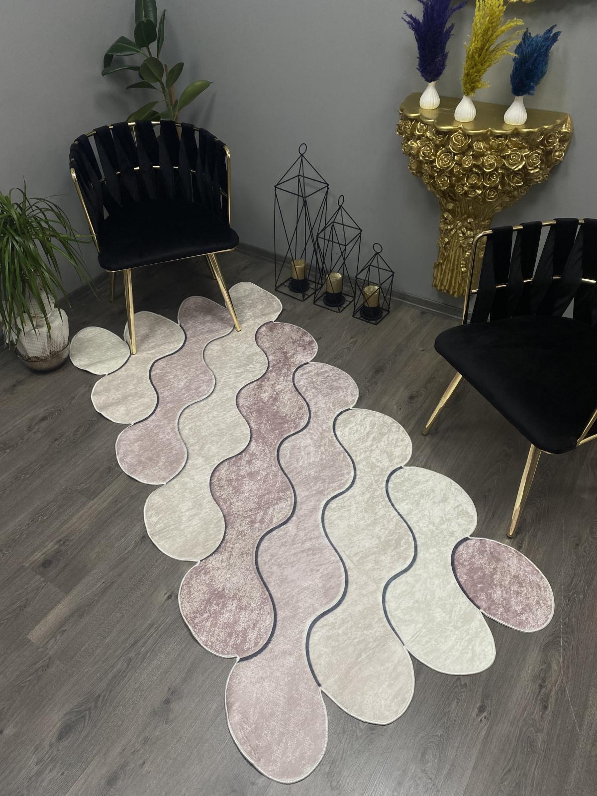 Halı Furyası Krem 12 mm Polyester Antialerjenik Yıkanabilir İnce Kaymaz Dot Taban Makine Dokuma Salon Halısı 120x200 cm