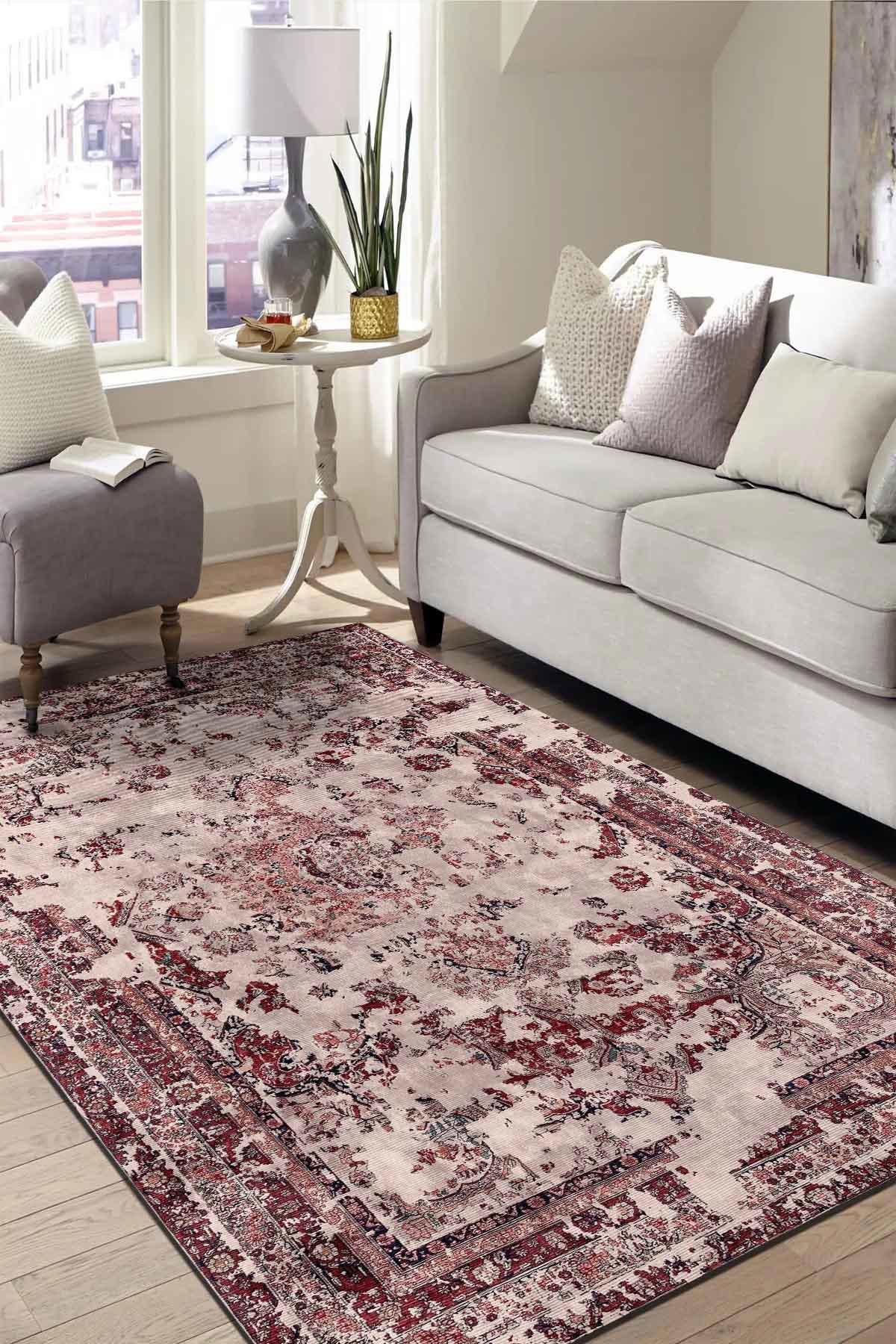 İlyaki Home Giah Krem 0.8 mm Pamuk Antibakteriyel Yıkanabilir Kaymaz Dikdörtgen Makine Dokuma Salon Halısı 200x290 cm