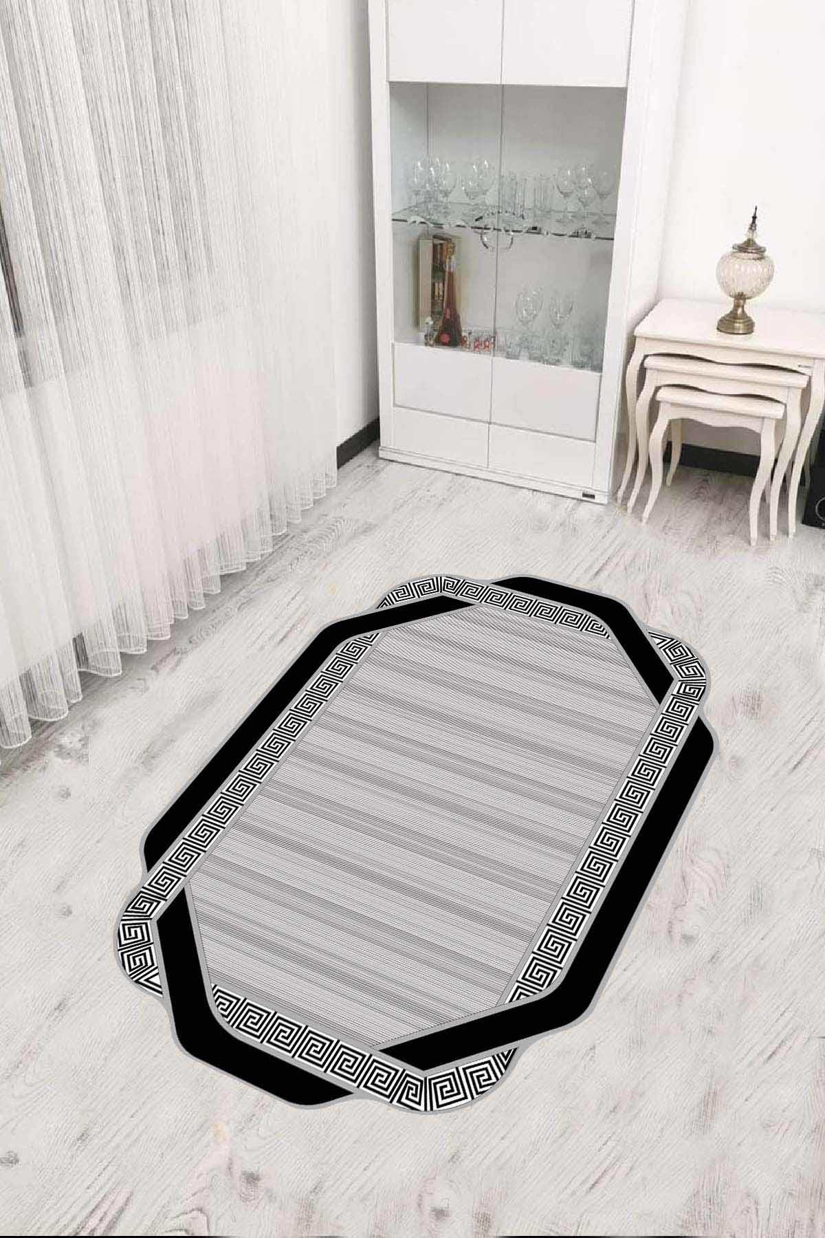 Viva Home RV310 Gri 7 mm Mikropolyester Toz Tutmaz Yıkanabilir İnce Kaymaz Dot Taban Dikdörtgen Makine Dokuma Salon Halısı 160x235 cm