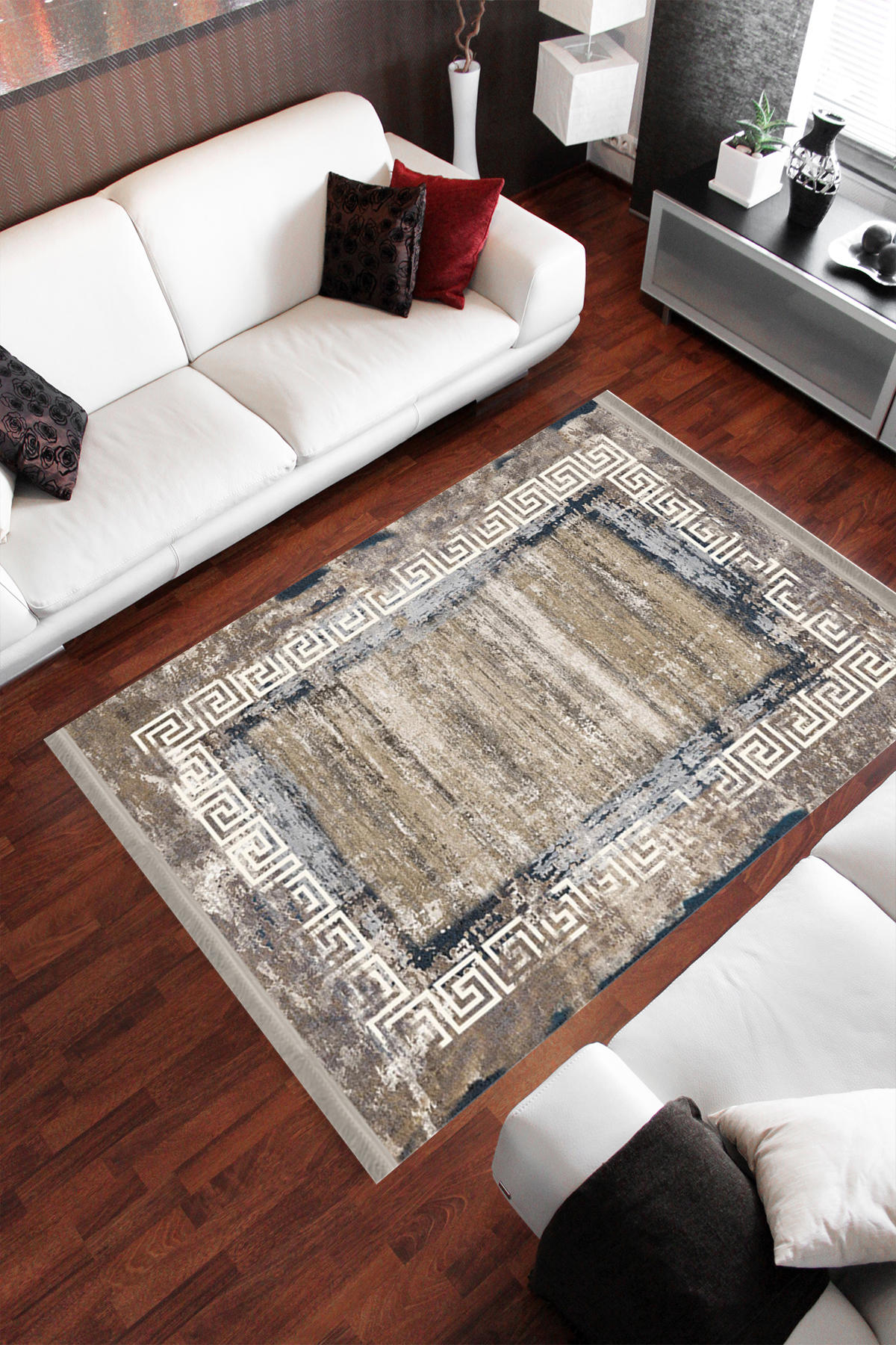 Homier Collection H-DK-5183A Çok Renkli 7 mm Pamuk Antibakteriyel Yıkanabilir Orta Kaymaz Dot Taban Dikdörtgen Makine Dokuma Salon Halısı 160x230 cm