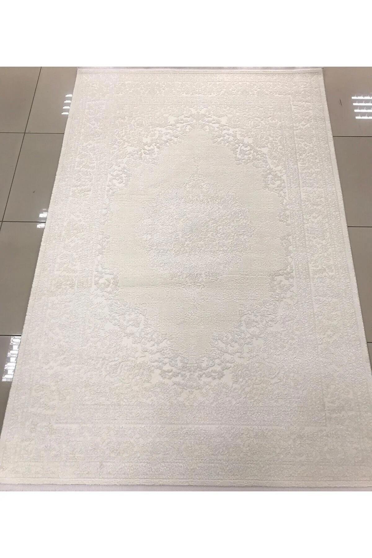 Merinos  Therapy 65287 Krem 11 mm Akrilik Yumuşak Yıkanabilir Kalın Kaymaz Dot Taban Dikdörtgen Makine Dokuma Salon Halısı 120x120 cm