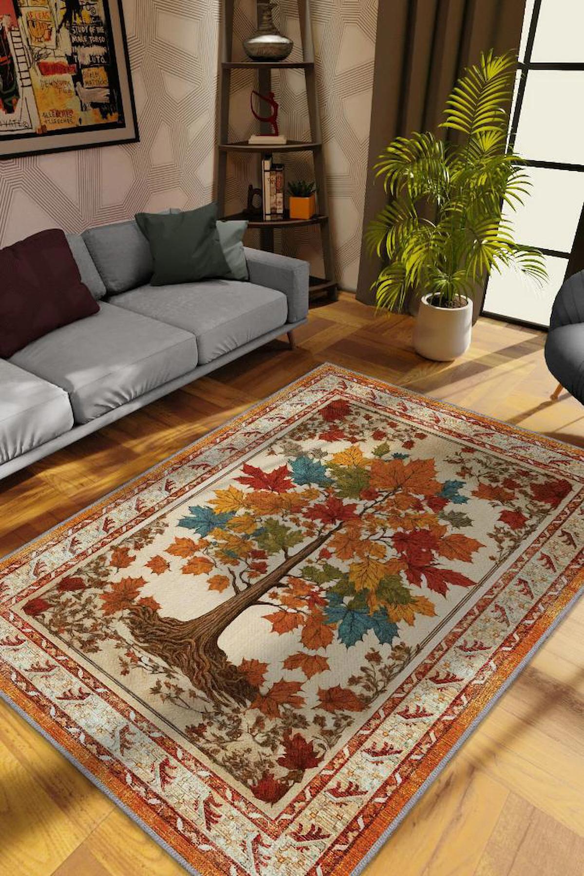 Homshtag Krem 4 mm Pamuk Antistatik Yıkanabilir İnce Kaymaz Dikdörtgen Makine Dokuma Salon Halısı 156x230 cm