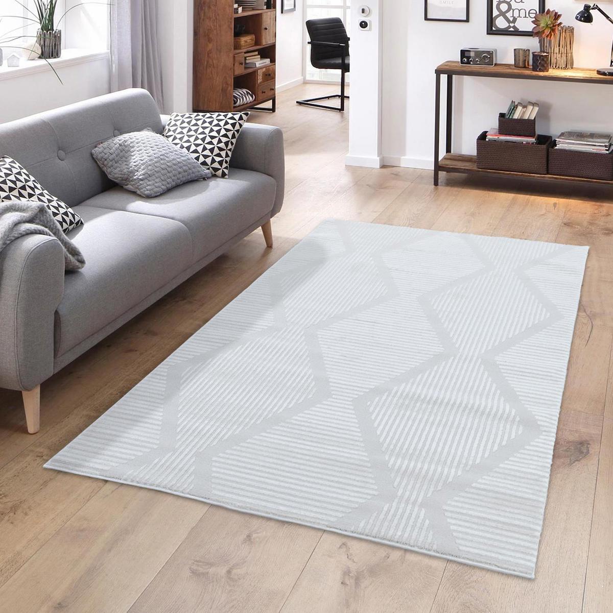 Giza Home Krem 11 mm Polyester Antibakteriyel Yıkanabilir Orta Kaymaz Geometrik Dikdörtgen Makine Dokuma Çocuk Odası Halısı 100x300 cm