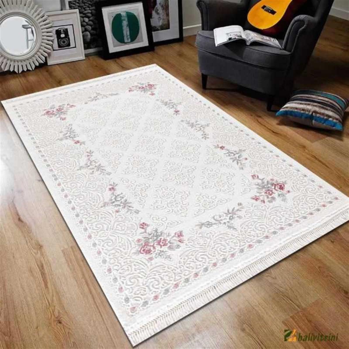 Efsane Halı Ihlara HR006060 Krem 11 mm Akrilik Silinebilir Yıkanabilir Orta Kaymaz Dikdörtgen Makine Dokuma Oturma Odası Halısı 160x230 cm