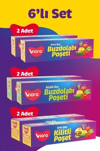 Viora Orta Kilitli Buz Dolabı Poşeti 4x15 - 2x12 Adet