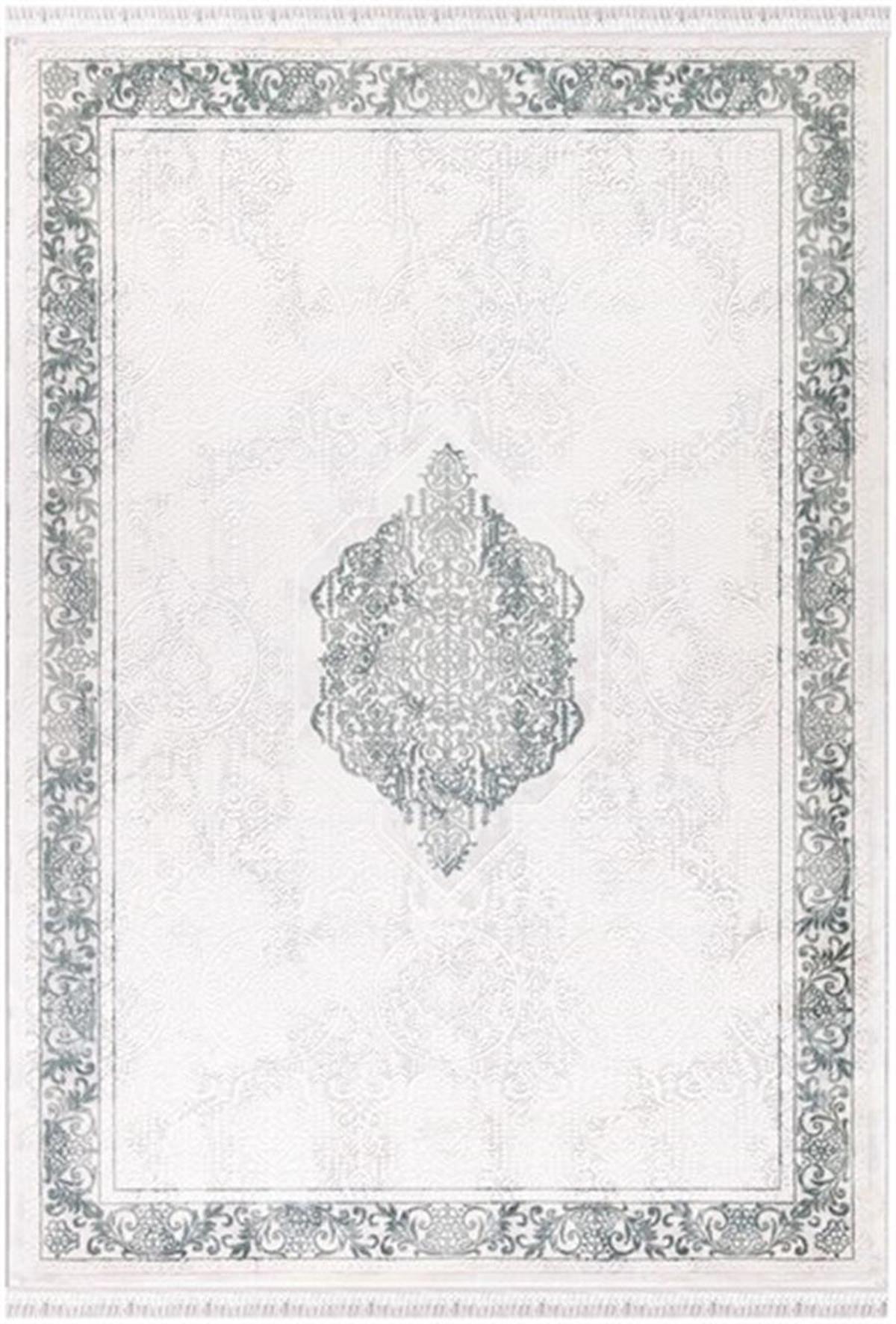 İpek Mekik Halı Blossom 13478 Krem 10 mm Bambu Yıkanabilir Orta Kaymaz Pamuk Taban Dikdörtgen Makine Dokuma Oturma Odası-Salon Halısı 120x200 cm