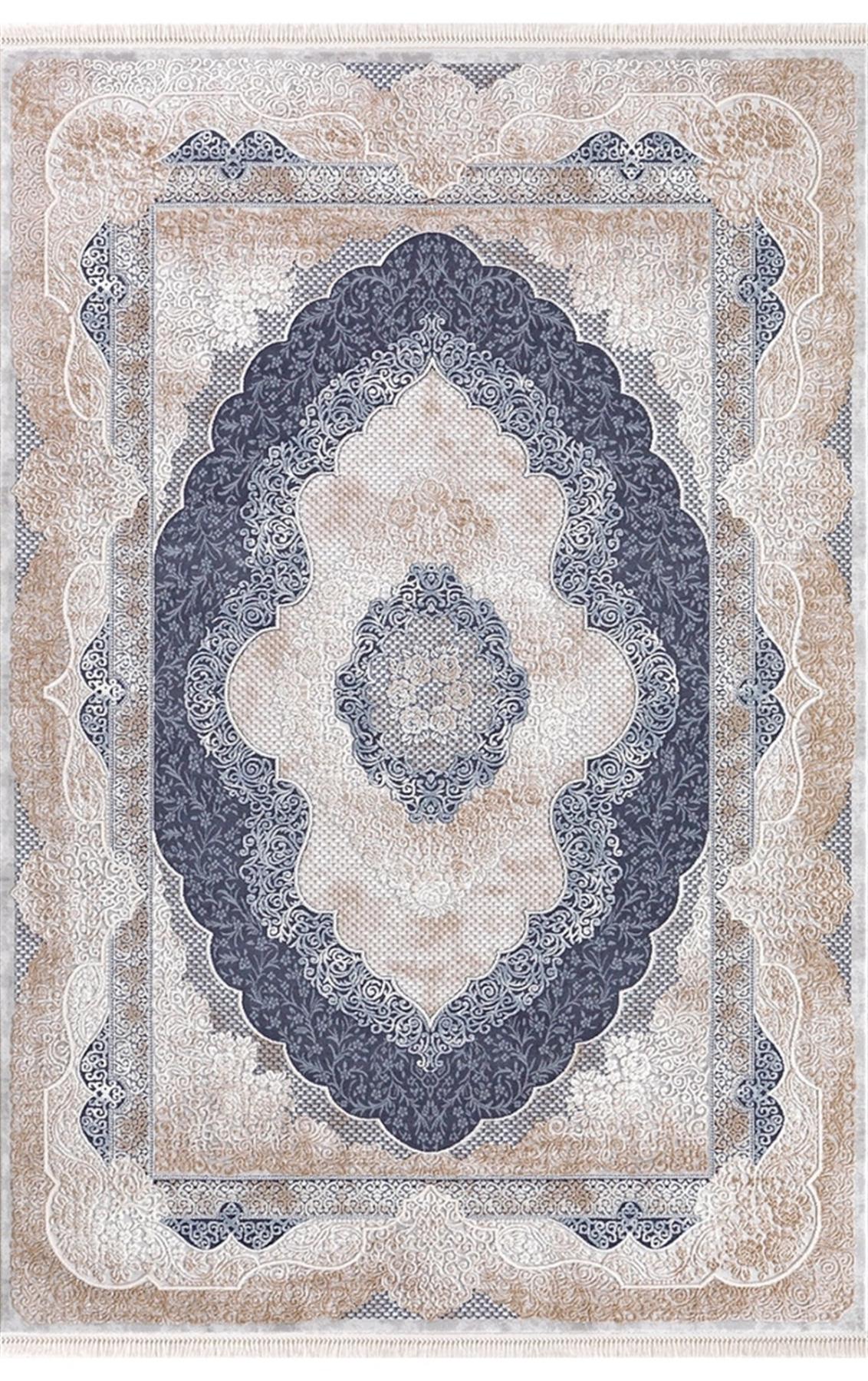 Padişah Santo 31882 Mavi 10 mm Akrilik Yıkanabilir İnce Kaymaz Dikdörtgen Makine Dokuma Salon Halısı 160x230 cm