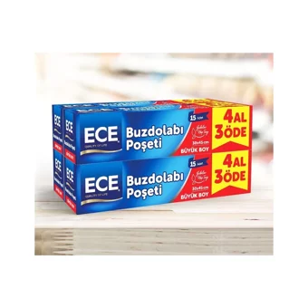 Ece Büyük Buz Dolabı Poşeti 4x15 Adet