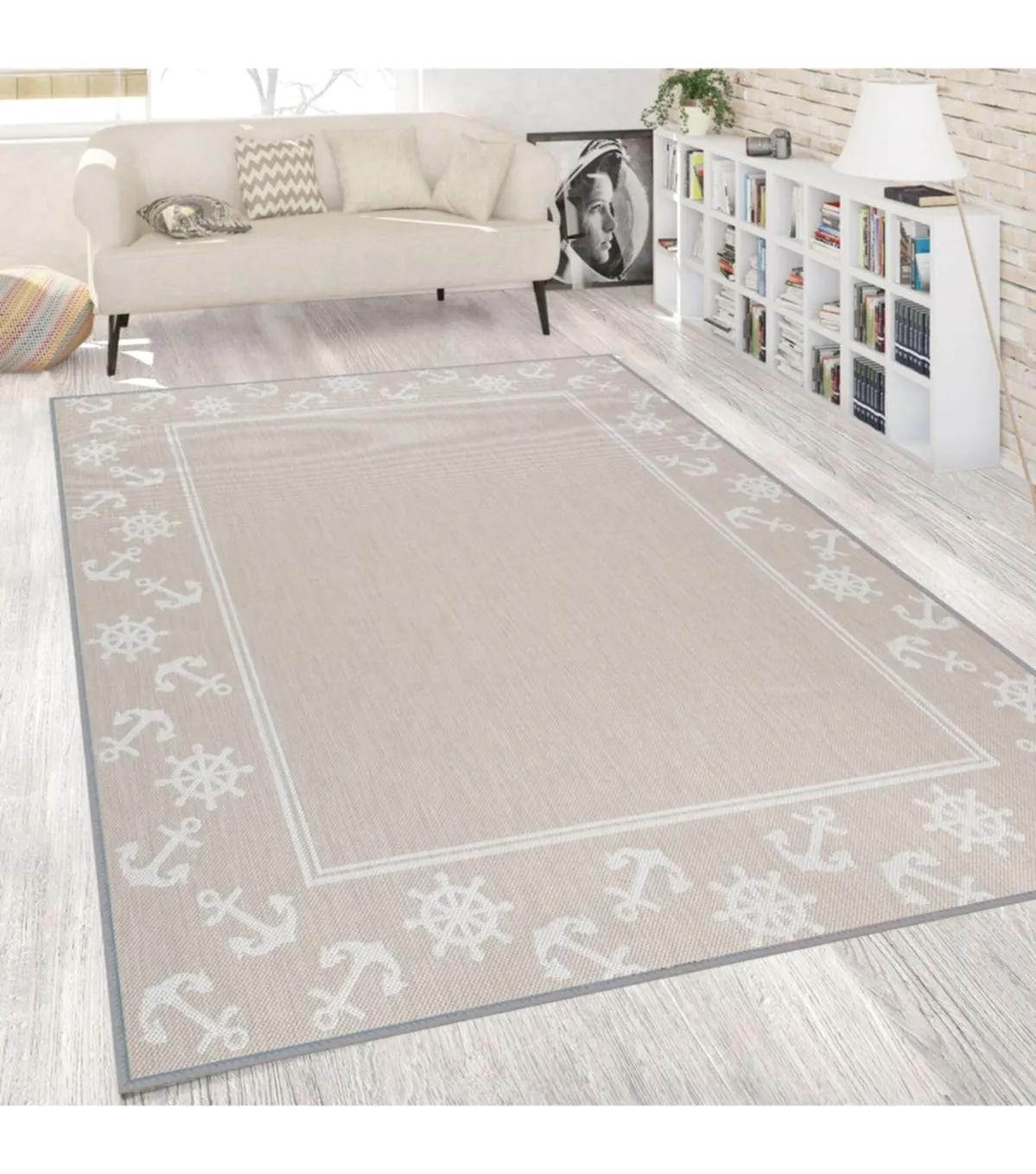 Rovigo Home RVG1806 Krem 8 mm Polyester Antibakteriyel-Leke Tutmaz-Toz Tutmaz Yıkanabilir İnce Kaymaz Dot Taban Dikdörtgen Makine Dokuma Salon Halısı 100x300 cm