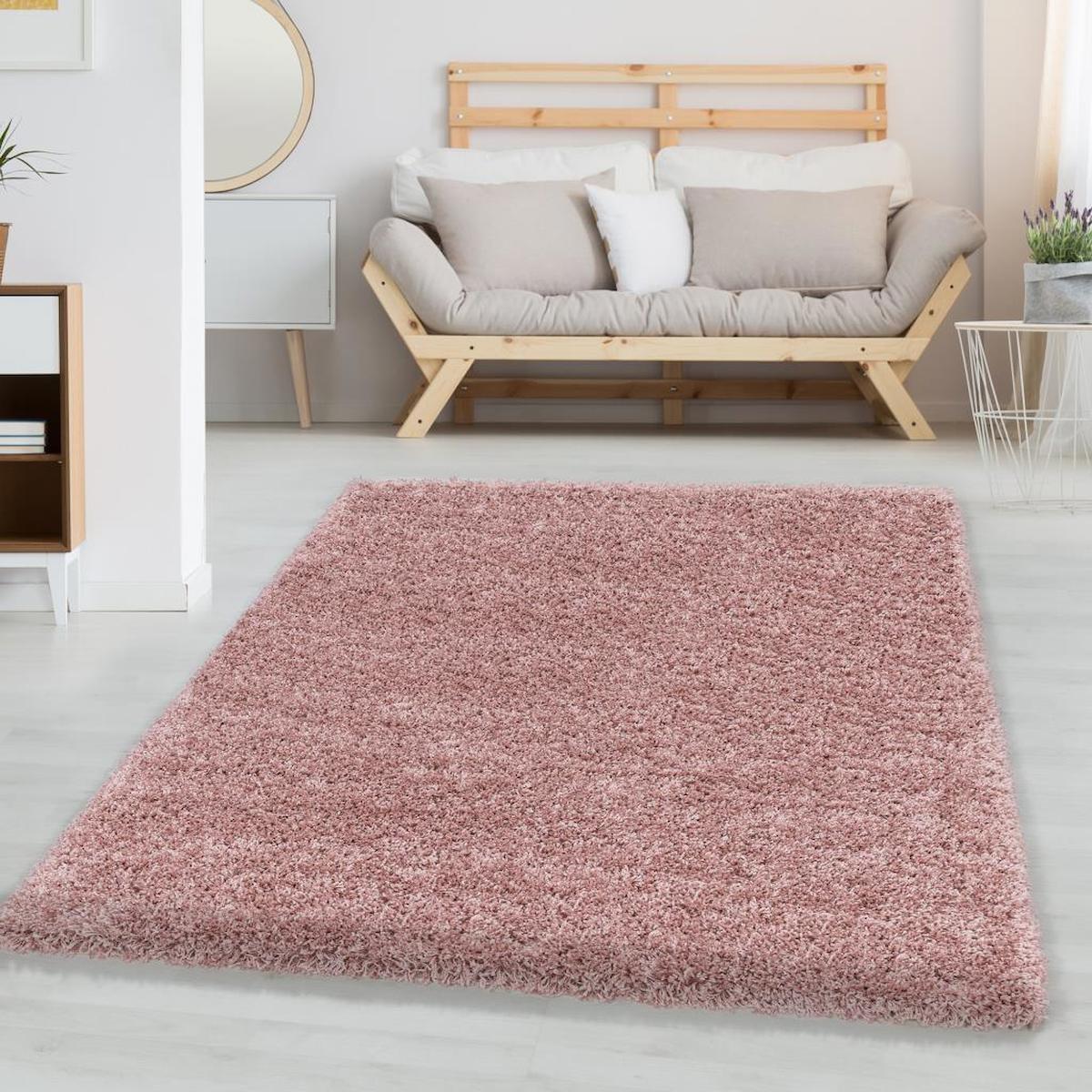 Carpettex Pembe 30 mm Polipropilen Antibakteriyel Yıkanabilir Kalın Kaymaz Lateks Taban Dikdörtgen Makine Dokuma Salon Halısı 120x350 cm