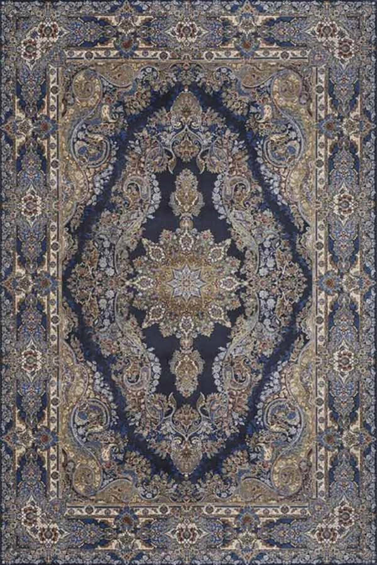 Artemis Halı Silk 5156A Lacivert 4 mm Akrilik Yıkanabilir İnce Kaymaz Jüt Taban Dikdörtgen Makine Dokuma Salon Halısı 60x190 cm