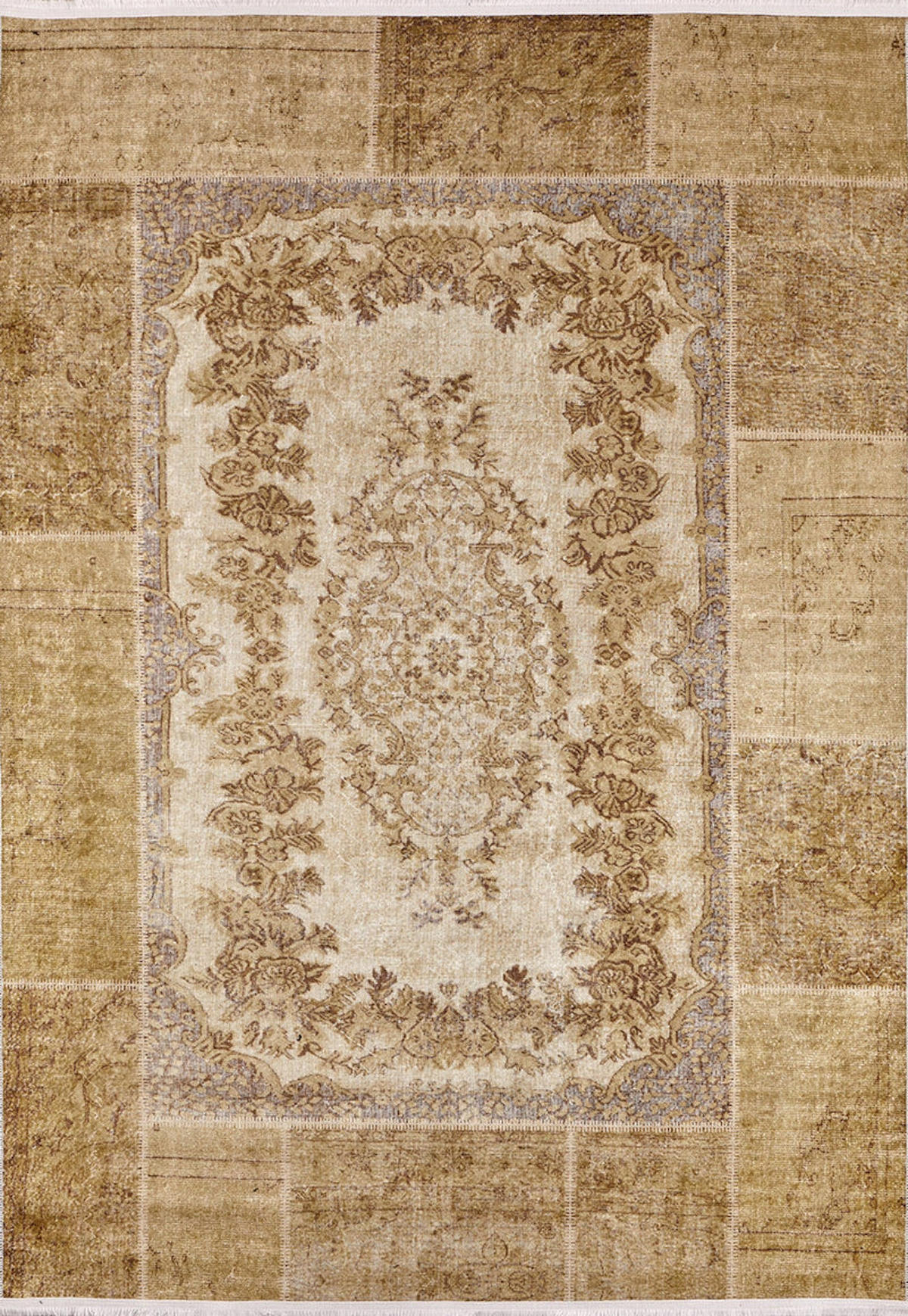 Bespoky Derbent Altın 6 mm Pamuk Yıkanabilir İnce Kaymaz Jüt Taban Dikdörtgen Makine Dokuma Salon Halısı 160x230 cm