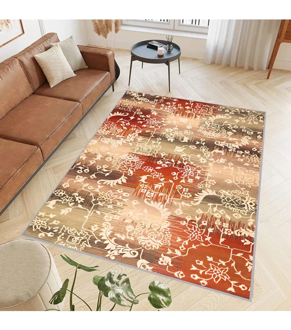 Rovigo Home RVG0559 Çok Renkli 8 mm Polyester Antibakteriyel-Leke Tutmaz-Toz Tutmaz Yıkanabilir İnce Kaymaz Dot Taban Dikdörtgen Makine Dokuma Salon Halısı 160x233 cm